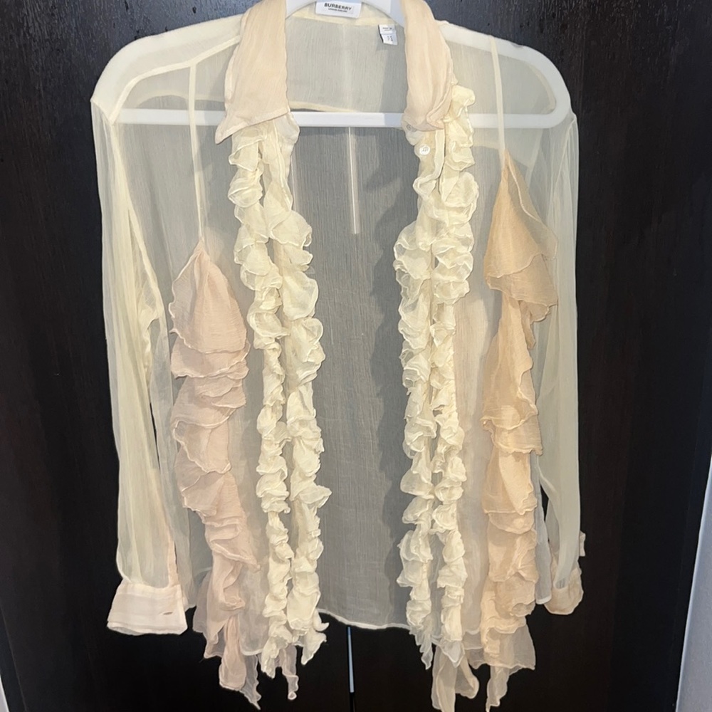 Burberry - ruffle cream blouse - women’s